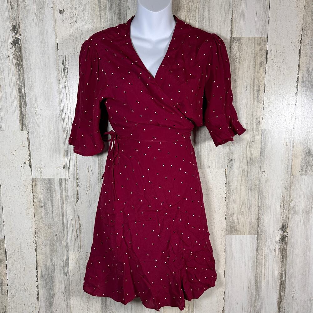 Rails Aimee Dress M | Rouge Offset Dot | Ruffle H… - image 1